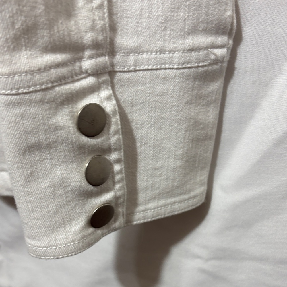 Ruby Rd. White Zip-Front Stud Collar Jean Jacket - image 6